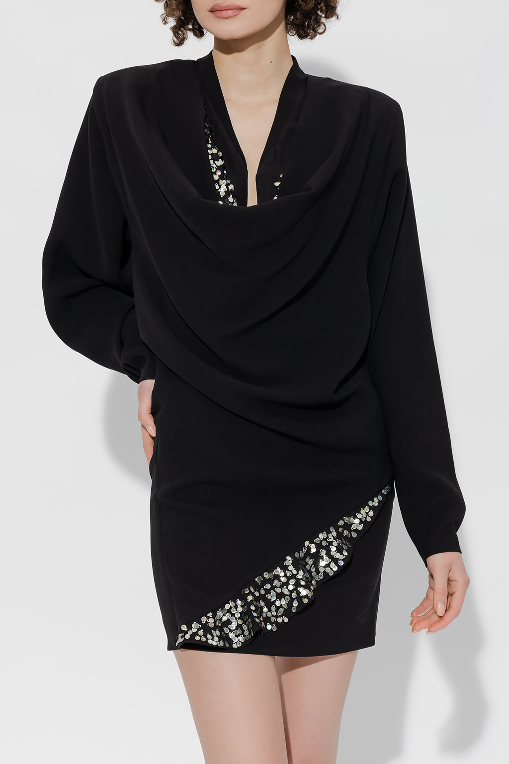 【関税&送料込】Isabel Marant Black Polyester Mini Dress Isabel Marant // Black Satin Ruched Dress – VSP Consignment